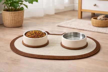 Halat İp Kedi Mama Paspası – 47x33 cm Yıkanabilir Mama Matı - Görsel 3