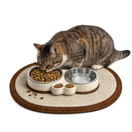 Halat İp Kedi Mama Paspası – 47x33 cm Yıkanabilir Mama Matı - Görsel 4